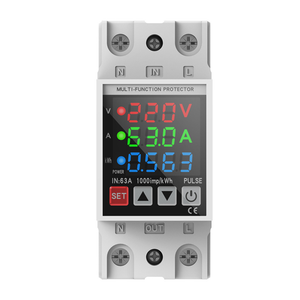 Din Rail Circuit Breaker - Dijital Üç Ekranlı Ölçüm Zamanlayıcılı Koruyucu,