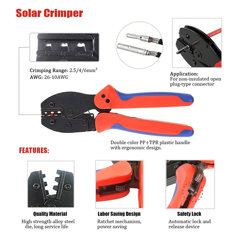 Güneş sıkma araçları 2.5-6.0mm - Mc4 Crimping Tool incelemesi ve fiyatı