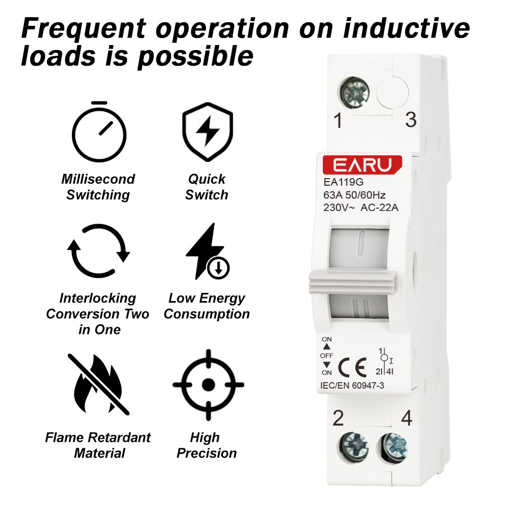 EARU 1P 40A 63A AC 230V Din Ra - Din Rail Circuit Breaker incelemesi ve fiyatı